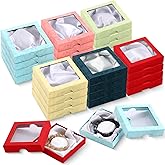 Tuanse 24 Pcs Jewelry Gift Boxes 3.5 x 3.5 x 0.8 inch Square Cardboard Jewelry Gift Boxes with clear Lids Small Gift Boxes Bulk for Ring Necklace Bracelet Earrings Display
