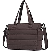 AOCINA Puffer Tote Bag for Women Work Nurse Bags Laptop Purse Lightweight Quilted Crossbody Shoulder Handbags Travel School