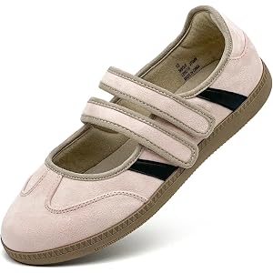 Mary Jane Shoes for Women, Breathable Lightweight Casual Flats Sneakers PU Leather Non-Slip Memory Foam Comfortable Slip On D