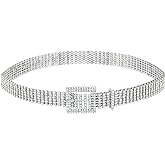 Ayliss Women Rhinestone Belt Bling Crystal Shiny Waist Dress Belt Silver Fashion Glitter Chains Dress Wedding Party Gift