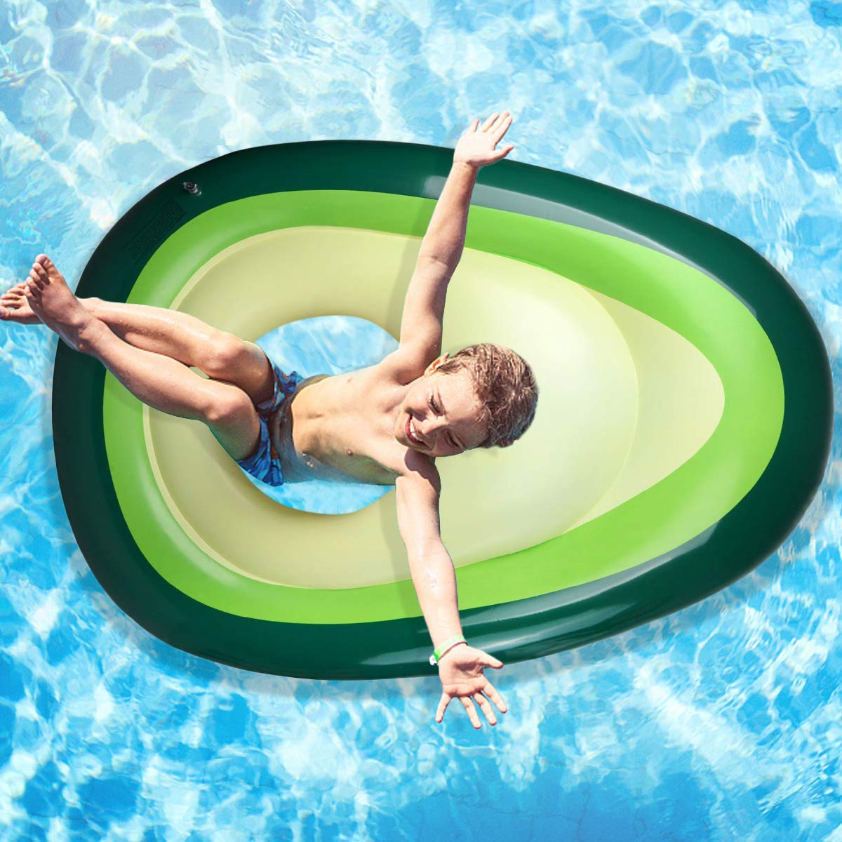 Aiduy Aufblasbare Avocado-Liege Gaint Pool Float mit Kugel Schwimmen Floaty Raft Strandspielzeug für Erwachsene & Kinder