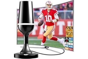 DGUPSP Digital TV Antenna for Smart Tv Indoor TV Antenna for Tv Without Cable with Strong Magnetic Base, 360° Reception HD Antenna for TV Indoor 4k -10FT Long Cables（Pure White