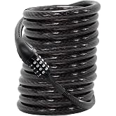 Lumintrail Long Coiled Bike Cable Lock 3/8 Inch (4, 6, 10, 15, 30ft), Weatherproof Locks for Kayak, Bike, Scooter, Paddleboard, Outdoor Equipment, Resettable Combination Lock Anti Theft Protection