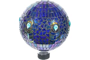 Echo Valley Products 8243 Translucent Peacock Mosaic Gazing Globe Outdoor Décor for Lawns and Gardens, Blue, 10 inches