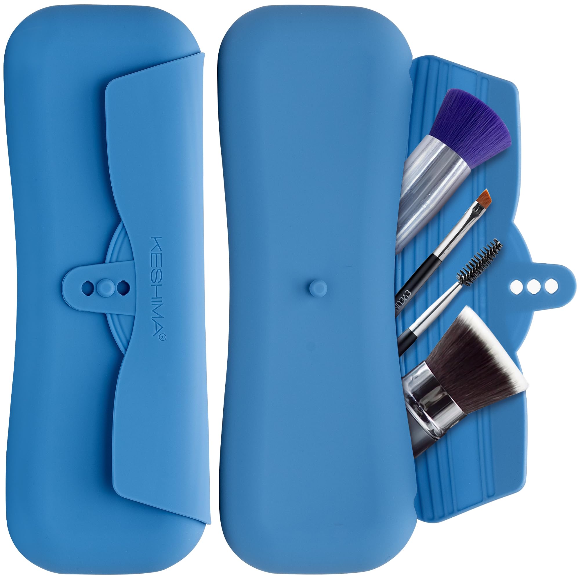 Photo 1 of KESHIMA Travel Makeup Brush Bag - Stylish Silicone Brush Holder, Soft Travel Makeup Holder
