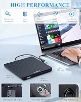 ORIGBELIE External CD/DVD Drive USB 3.0 Type-C Ultra Slim 13mm Black view 7