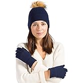 Fishers Finery Women's 100% Cashmere Pom Hat and Glove Set; with Gift Box