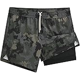 maamgic Men's 5'' Athletic Shorts 2 in 1 Running Shorts Recycled Polyester Workout Shorts