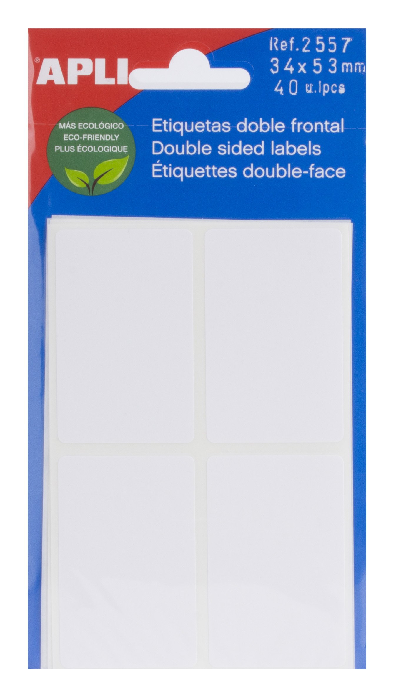 APLI 2557 White Double Front Labels (34x53mm) 5 Sheets