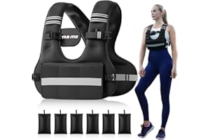 TAEVNO Adjustable Weighted Vest for Women Men, 6-12lb/12-20lb/20-32lb Comfort Fit - U-Shaped Ergonomic Weight Vest with 6 Removable Iron Sandbags, Large Front Mesh Pocket & Reflective Strips, Ideal for Running, Walking, Strength Training, HIIT, Cardio Workouts
