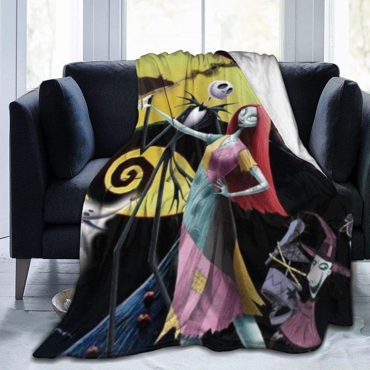 Nightmare Before Christmas Ultra Soft Throw Blanket Flannel Fleece All Season Light Weight Living Room Bedroom Warm Blanket Black 50 X40