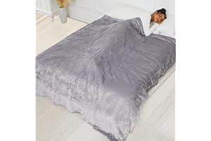 LADUNG Electric Heated Blanket 72'' × 84'' Machine Washable Flannel Blanket Full, 10 Hours Auto Off & 5 Fast Heating Levels, Double-Sided Material, Grey and White