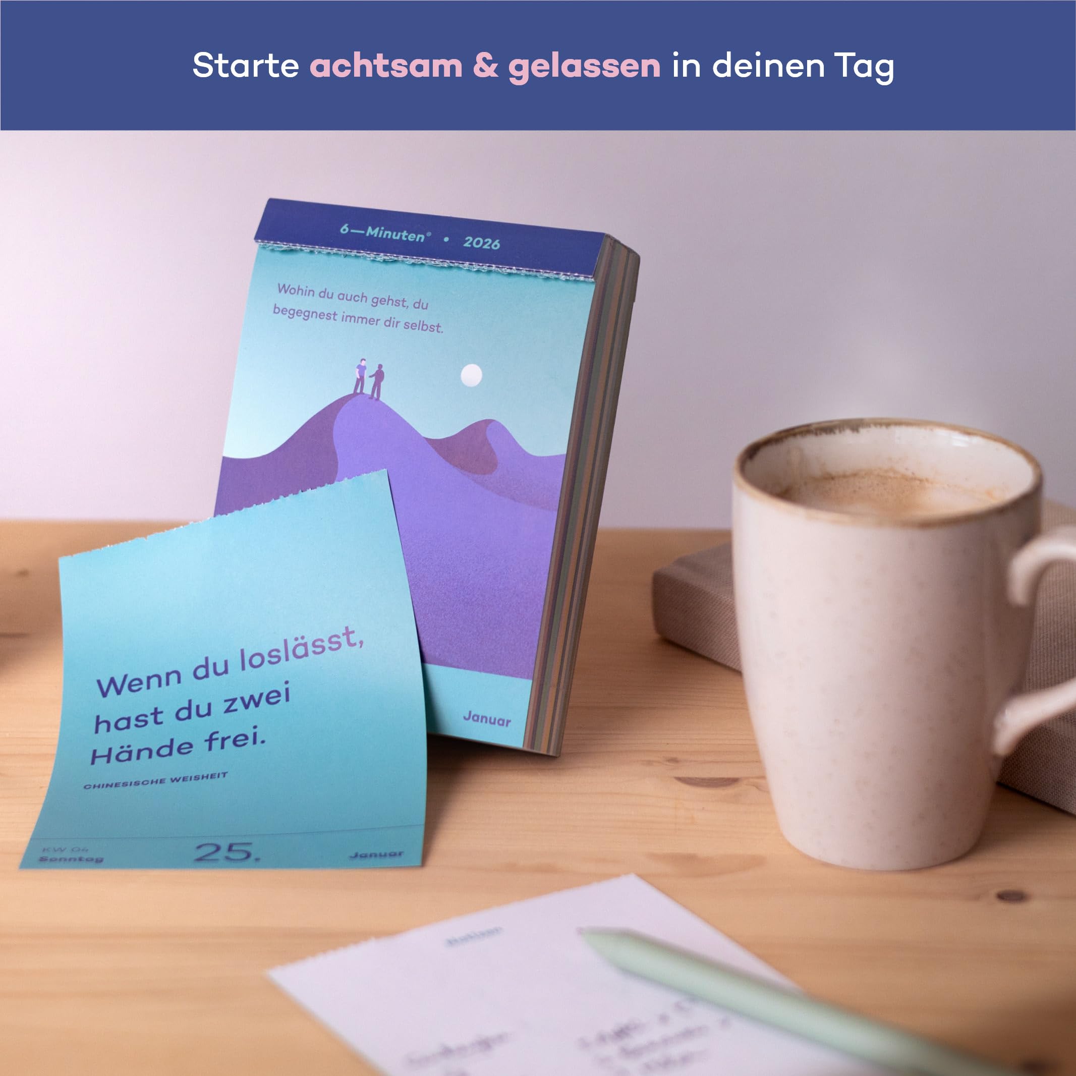 6-Minuten® Abreisskalender 2026 täglich – Achtsamkeitskalender 2026 – 365 Glücksimpulse & Sprüche im Tageskalender – Abreißkalender zum Aufstellen oder Aufhängen 3