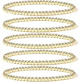 Elegance 11 designs 14K Gold Plated Bead Ball Bracelet Stretchable Elastic Gold Beaded Bracelets for Women