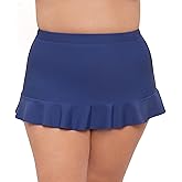 Aqua Green Womens High Waist Slimming Ruffle Skirted Swim Bottom