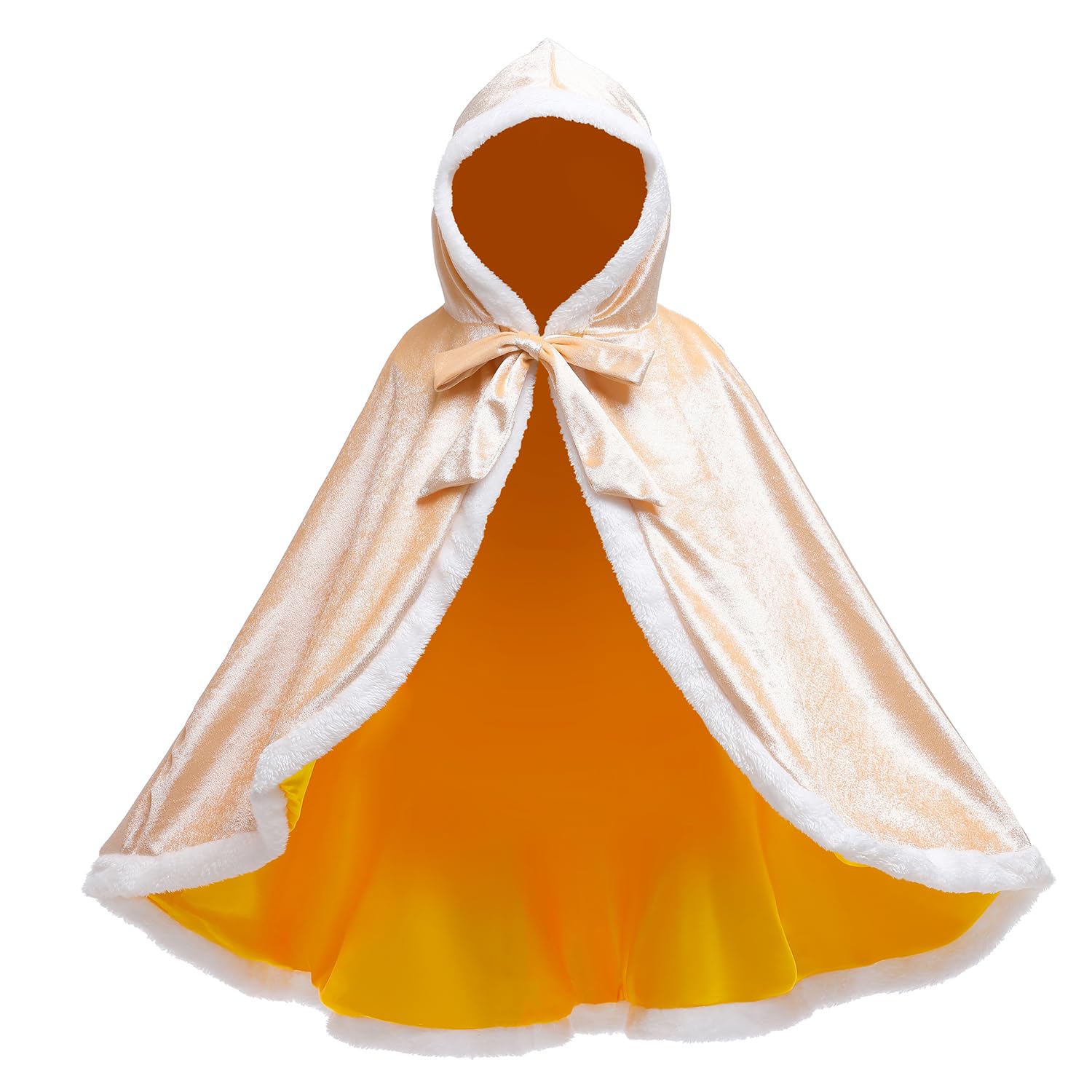 Proumhang Hooded Cloak Cape Mid Length Princess Cloak Velvet Girls Halloween Carnival Christmas Masquerade Costume Gold — image 1