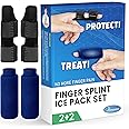 Simplation Trigger Finger Splint and Ice Pack (2+2 Set) for Pain Relief, Knuckle Immobilization, Straightening Arthritis, Injured Mallet Finger, Fits Index, Middle, Ring Finger