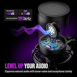 FIFINE Gaming USB Microphone for PC PS5, Condenser