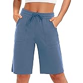 SPECIALMAGIC Cotton Sweat Shorts with Pockets for Women 10" Athletic Lounge Sports Workout Bermuda Knee Shorts