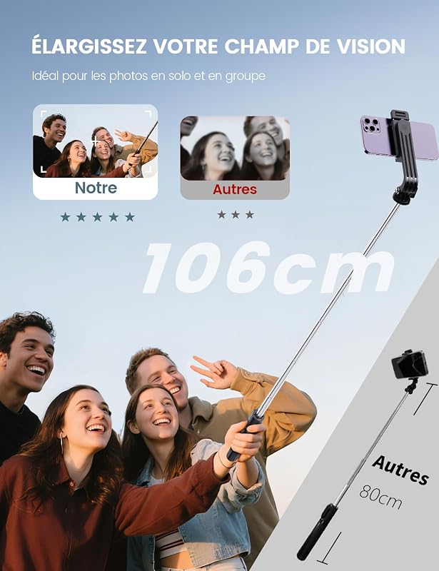 Perche à Selfie Trépied pour Smartphone avec Télécommande Détachable