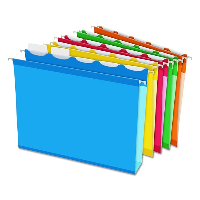 Pendaflex ReadyTab Extra Capacity Reinforced Hanging File Folders, Letter Size, Assorted Colors