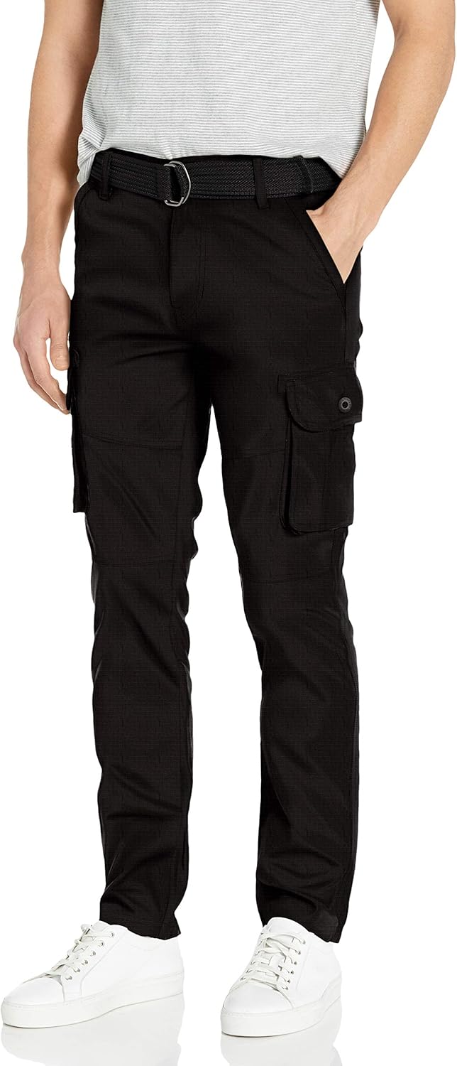 Southpole Men's Jogger Pants Washed Ripstop Fabric with Cargo Pockets: Clothing