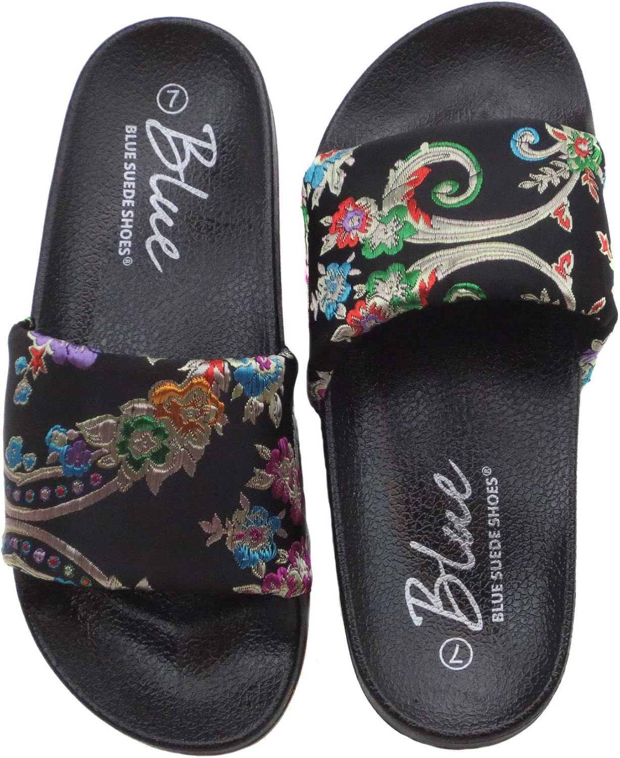 blue suede shoes flip flops