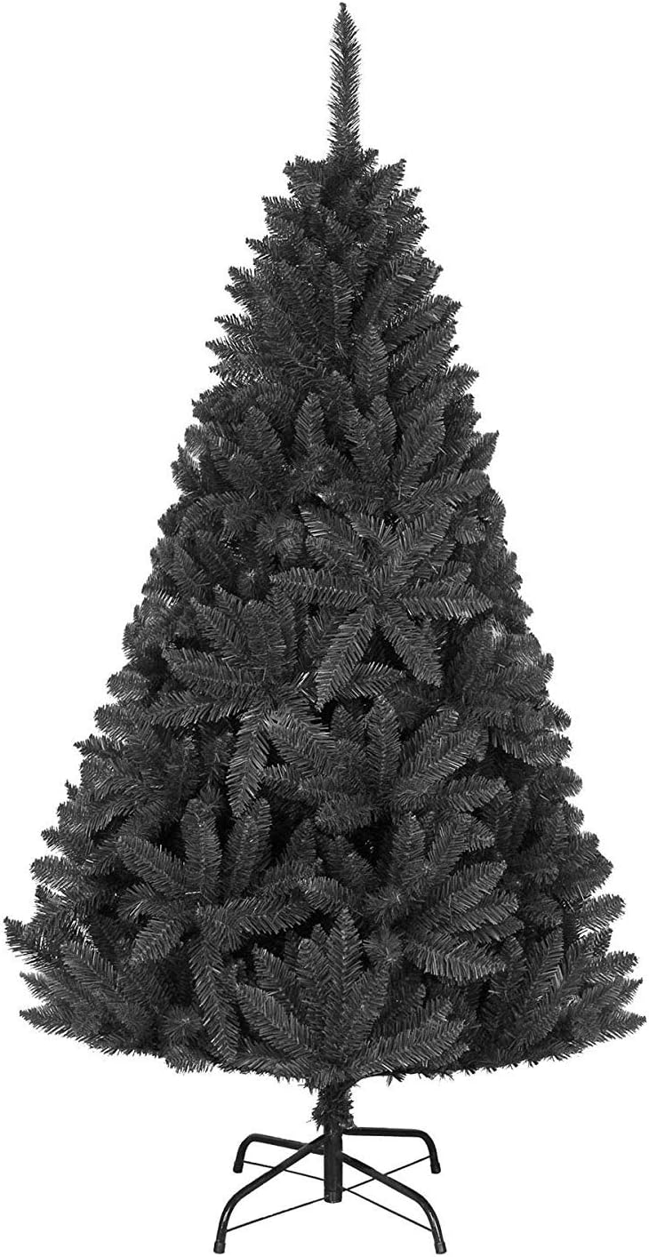 4ft/1.2m Black Bushy Imperial Pine Artificial Deluxe Christmas Tree Hinged Branches 308 Pencil Point Tips with Metal Stand Xmas Home Decorations