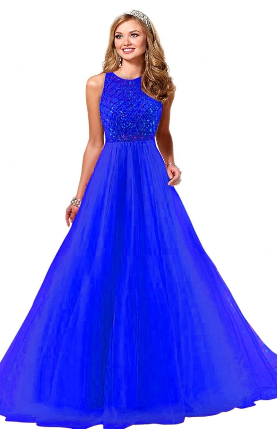 owee women's net semi-stitched gown(anika blue_free size)