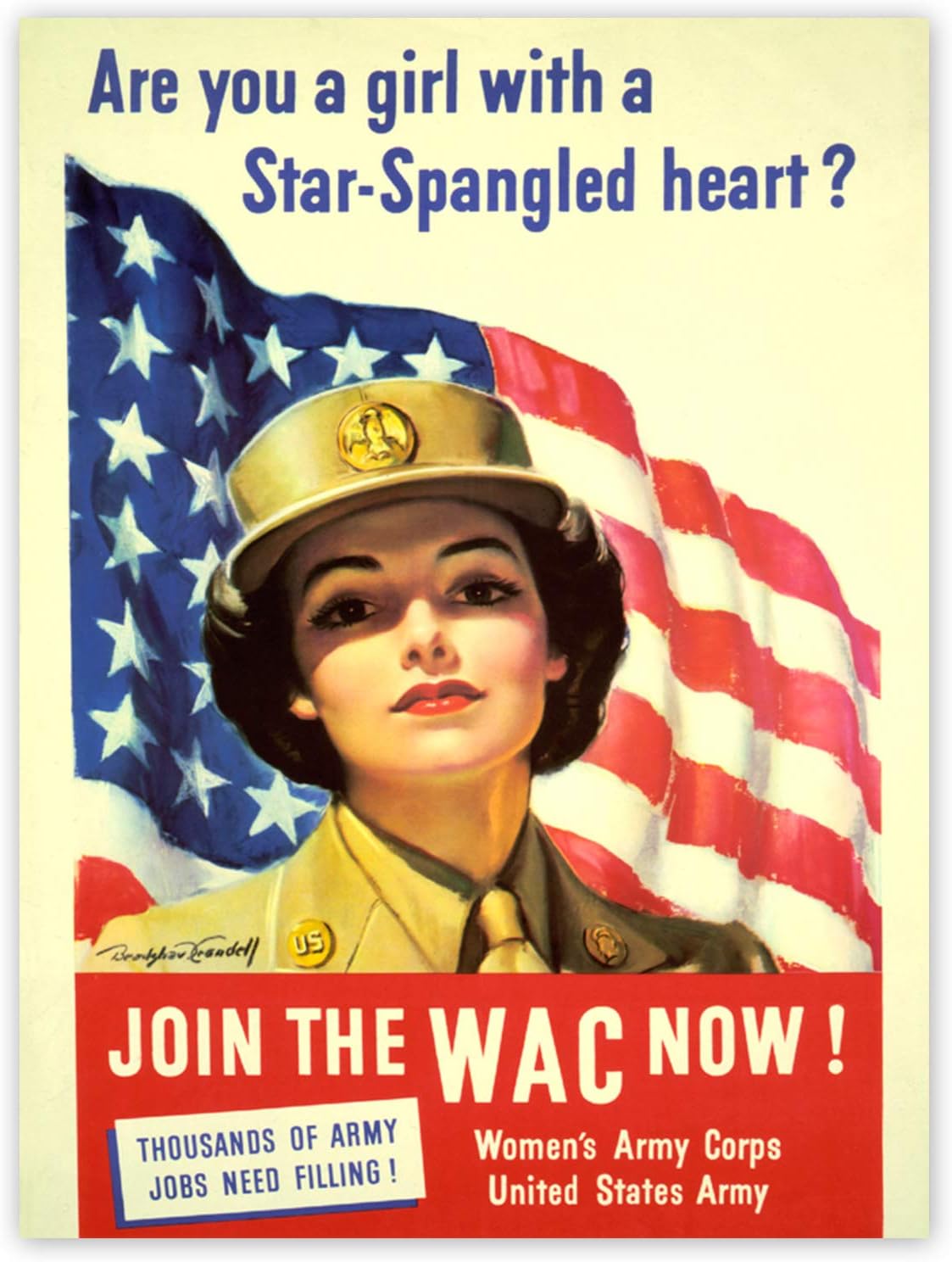 Amazon Com Art Propaganda Wwii War Usa Wac Women Flag Stars Stripes Poster Print Posters Prints