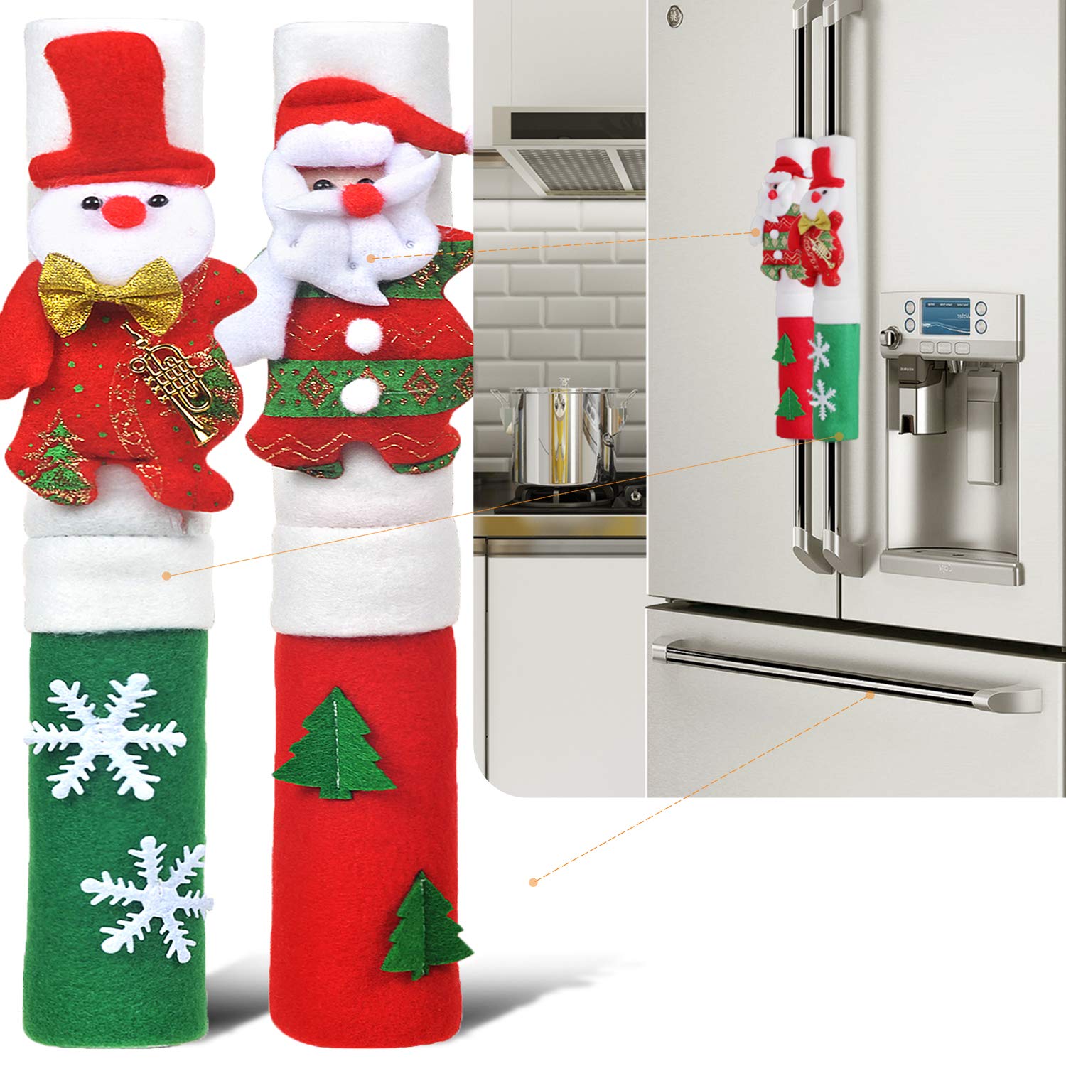 OUGAR8 Adorable Snowman Refrigerator Handle Cover SetCute &Practical