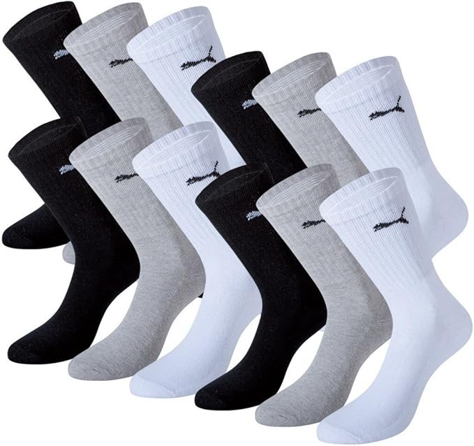 Puma Men's Athletic Socks White/Grey/Black Amazon.co.uk Sports