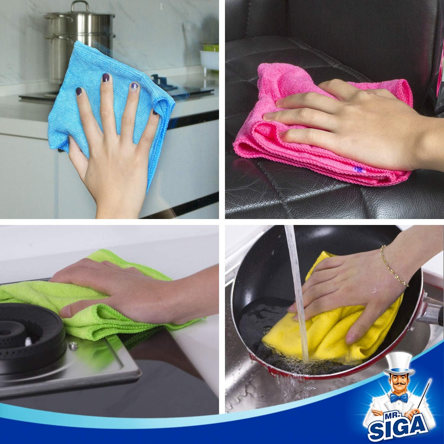 MR.SIGA Microfiber Cleaning Cloth,Pack of 12,Size:12.6" x 12.6": Health & Personal Care