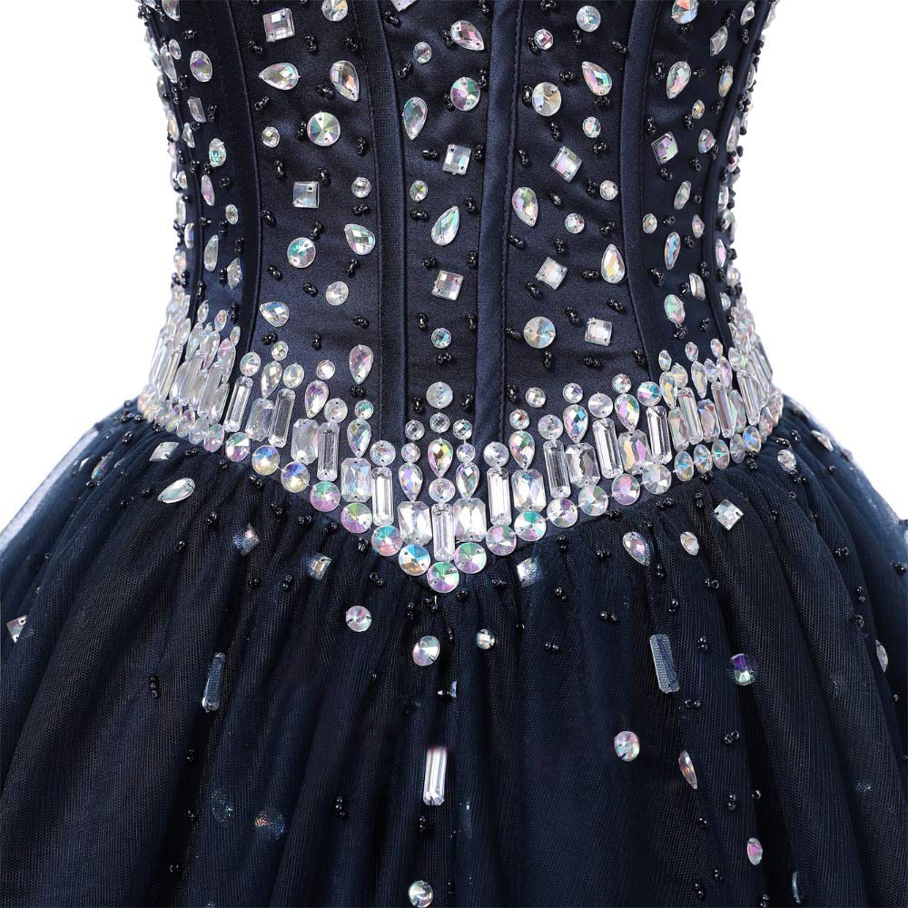 Lily Wedding Womens Strapless Sweetheart Prom Dress Long Beaded Tulle