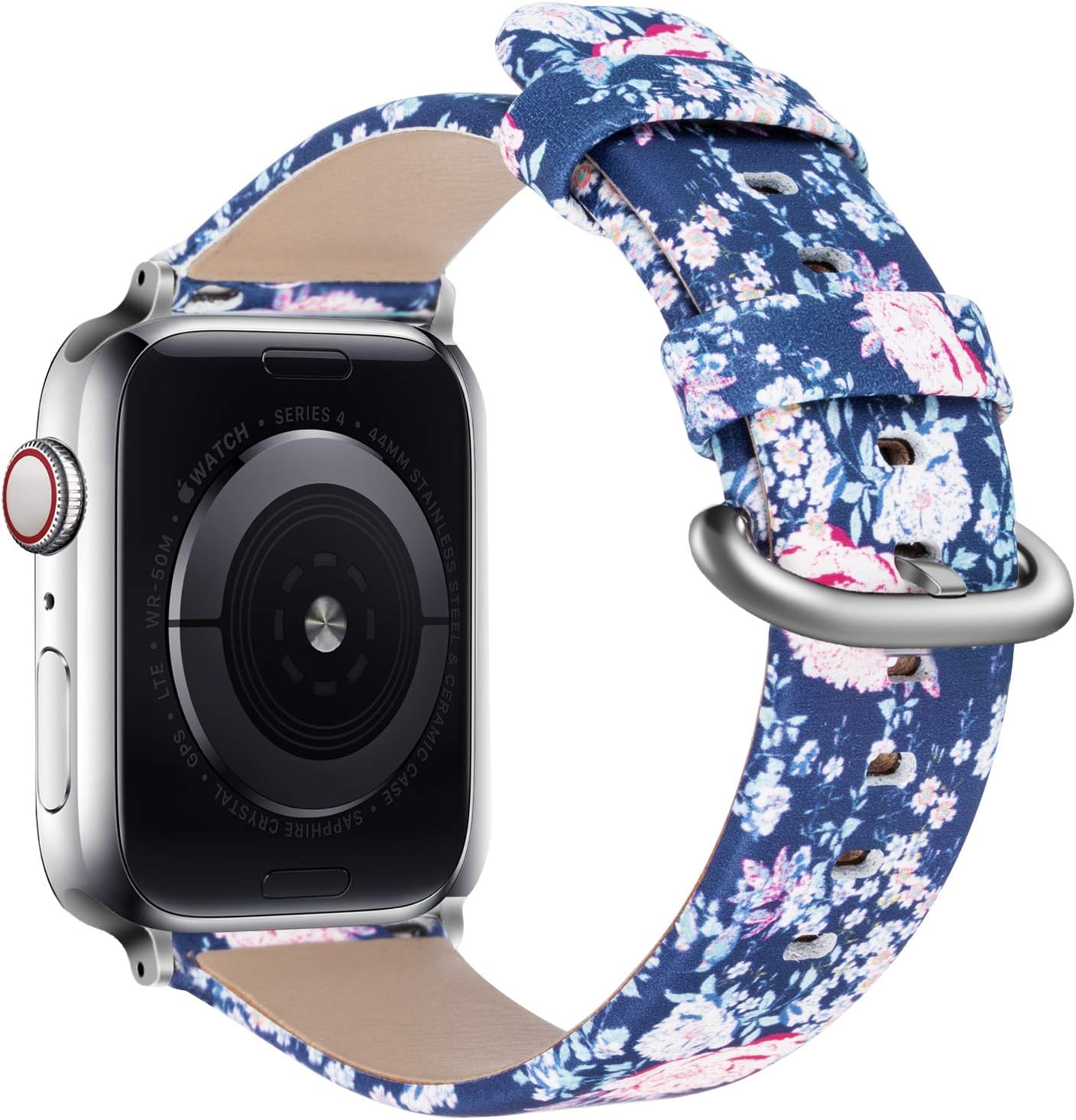 YOUKEX Compatible with Apple Watch Band 38mm/40mm 42mm/44mm, Floral Wristbands Flower Printed Leather Strap Replacement for iWatch Series 4/3/2/1 Women Men
