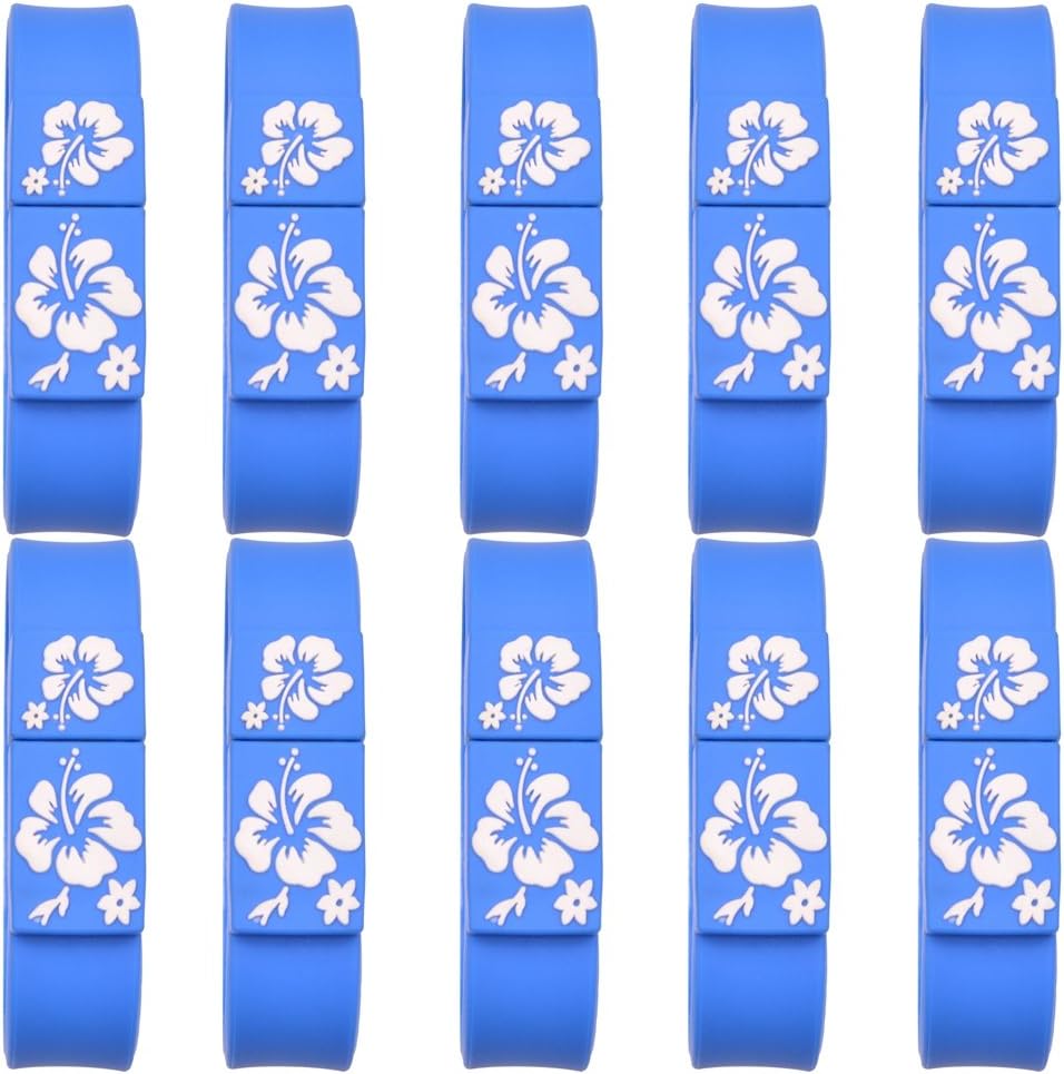 Uflatek 2 GB Memory Stick 10pack Flash Drives Blue Thumb Drive USB 2.0 Silicone Wristband Pendrive Bracelet Jump Drives for Computers PC and Tablet