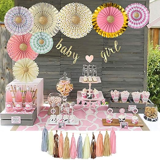 Yara Baby Shower Decorations For Girl Pink And Gold Baby Shower