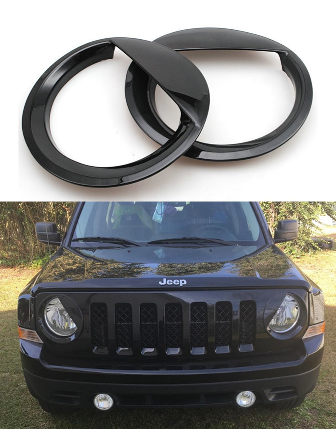 Amazon.com: Bolaxin Black Headlight Trim Head Lamps Cover Ring Trim For Jeep  Patriot: Automotive