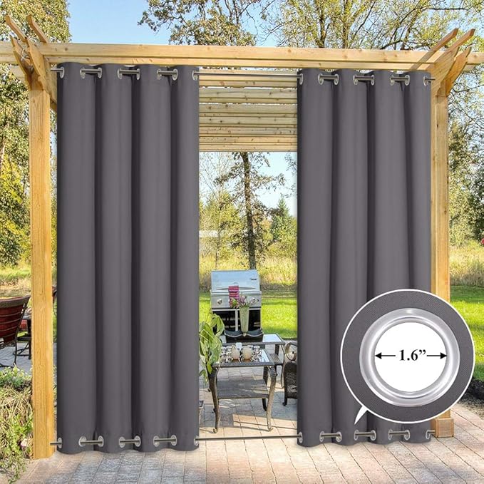 NICETOWN Outdoor Patio Curtain Waterproof 84 Long, Top and Bottom