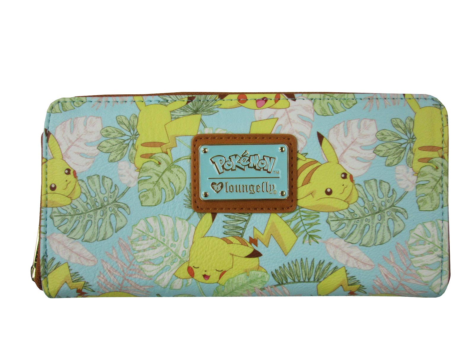 Loungefly X Pokemon Pikachu Leaves Mint Zip Around Wallet 
