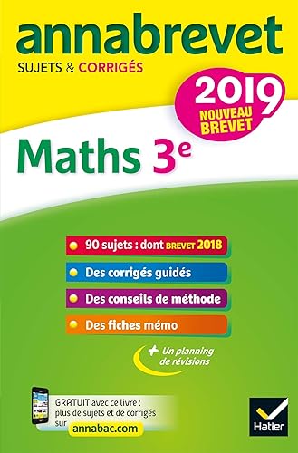 Download Annales du brevet Annabrevet 2019 Maths 3e: 90 sujets corrigés PDF