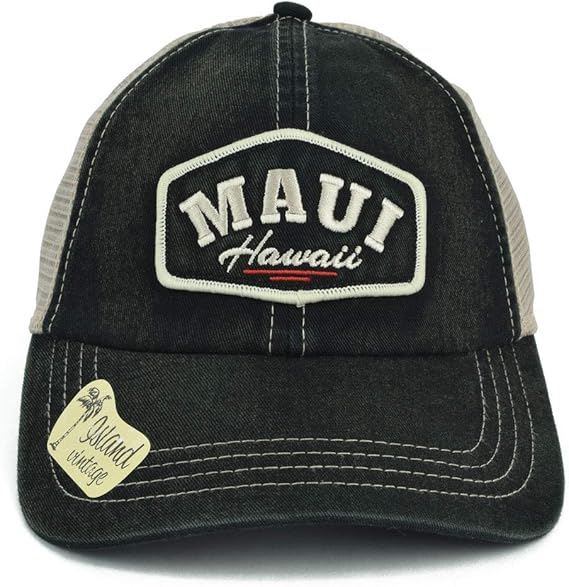 Products Maui Hawaii Vintage Patch Hat (Black/Tan) Clothing