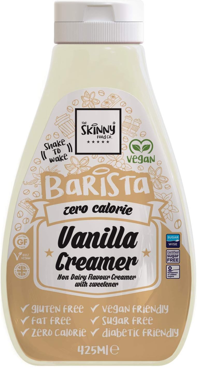 Skinny Food Co Vanilla Coffee Creamer 425ml, Liquid Coffee Creamer Non-Dairy, Vegan, Fat-Free, Skinny Creamer Sugar Free