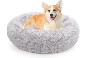 NOYAL Calming Dog Bed Donut Anti Anxiety Fluffy Dog Bed for Small Medium Dog and Cat