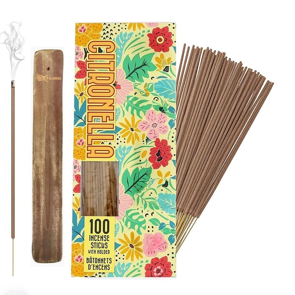 100 x Citronella Incense Sticks With Holder Large Insect Mosquito & Bugs Repellent Sticks,Use for Home Office and Burner Outdoor Living Range Garden Patio Camping and More by VR Angel