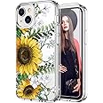 ICEDIO for iPhone 14 Case with Screen Protector - Clear with Fashionable Trendy Patterns-Designed for Girls and Women - Slim Fit Cover - Protective Phone Case 6.1” - Nice Sunflowers Floral