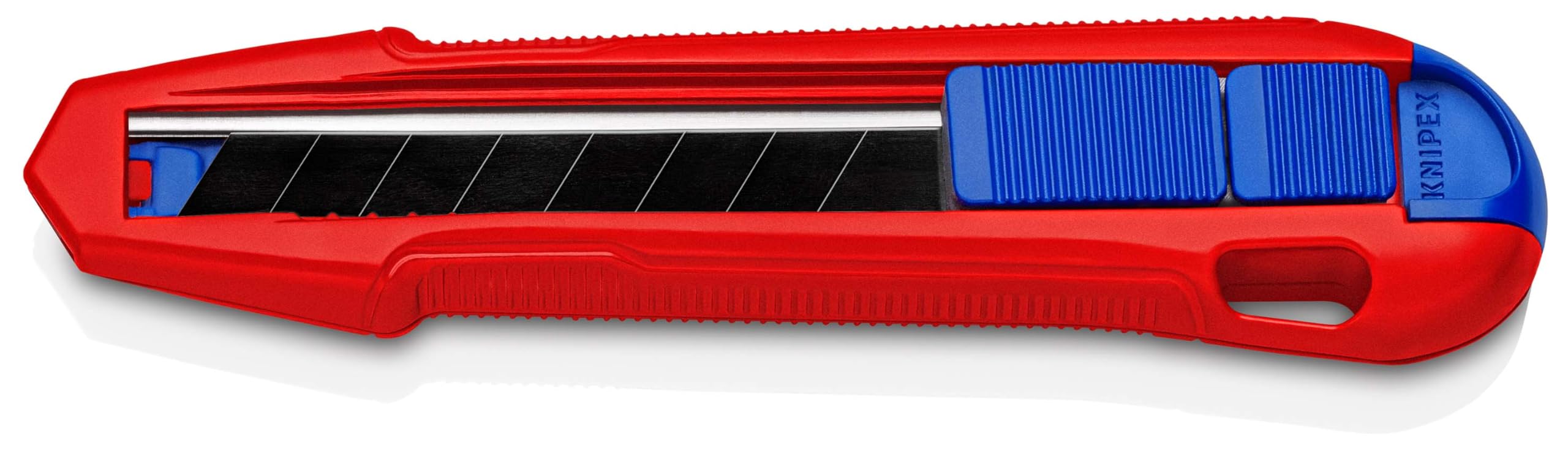 KNIPEX CutiX Universalmesser, mit Stabilisierungsschiene, Klingenverriegelung, 18 mm Abbrechklinge, Cuttermesser, Teppichmesser, 90 10 165 BK