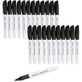 Amazon Basics Fine Tip Permanent Markers for Writing, Drawing, Quick Drying, Office, School, and Home Use, Black, 24 Pack