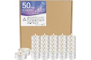 AAMDKCYU 50-Pack Tea Lights Candles,White Unscented Smokeless Votive Little Candles for Anniversaries,Wedding,Birthdays,4 Hours