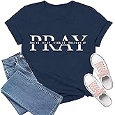 TIEEI Christian Shirts for Women Prayer T-Shirt Pray for It On It Over It Through It Tee Tops